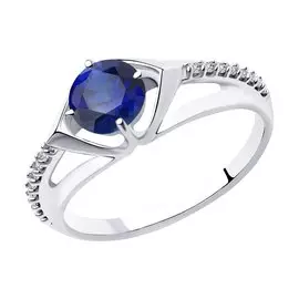 Кольцо из серебра с корундами сапфирами и фианитами 94-310-00356-1