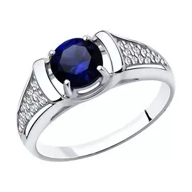 Кольцо из серебра с корундами сапфирами и фианитами 94-310-00360-1