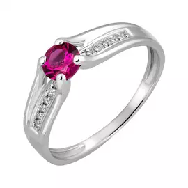 Кольцо из серебра с корундом рубином и фианитами 11-0379-23-71