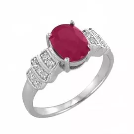 Кольцо из серебра с корундом, рубином и фианитом 1405937065