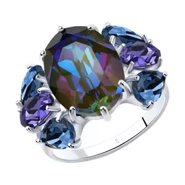 Кольцо из серебра с кристаллами swarovski с родированием 94013055