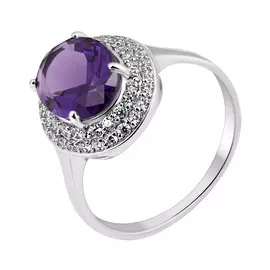 Кольцо из серебра с кристаллом и фианитами 11-0917-23-63