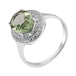 Кольцо из серебра с кристаллом и фианитами с родированием 11-0917-23-62