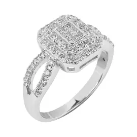 Кольцо из серебра с куб. цирконием с родированием MP-R09725-X-W-X-X-W