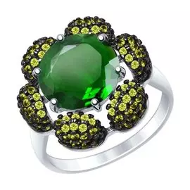 Кольцо из серебра с кварцем с родированием 92011450