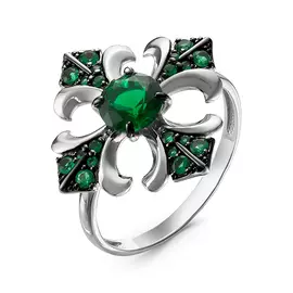 Кольцо из серебра с кварцем с родированием с117314