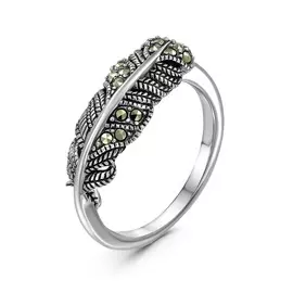 Кольцо из серебра с марказитом с родированием MR02340