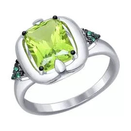 Кольцо из серебра с наноситаллом с родированием 92011233