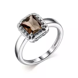 Кольцо из серебра с раух-топазом и фианитами 01-2090/00РТ-00