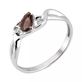 Кольцо из серебра с раухом-топазом с родированием У11-1427-23-09