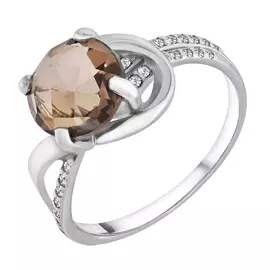 Кольцо из серебра с раухтопазами и фианитами 6527601А