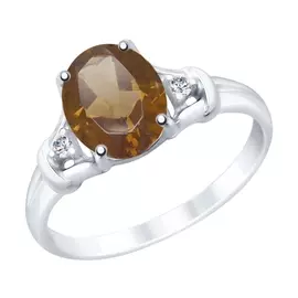 Кольцо из серебра с раухтопазом и фианитами 92011786