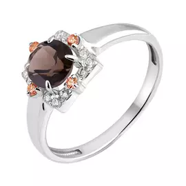 Кольцо из серебра с раухтопазом и фианитами swarovski с родированием 11-1511-23-09