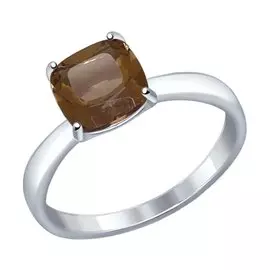 Кольцо из серебра с раухтопазом с родированием 92011256