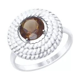 Кольцо из серебра с раухтопазом с родированием 92011527