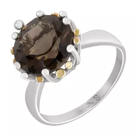 Кольцо из серебра с раухтопазом с родированием 92011722