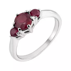 Кольцо из серебра с рубинами с родированием 34120501