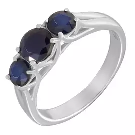Кольцо из серебра с сапфирами с родированием 42286001