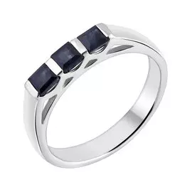 Кольцо из серебра с сапфирами с родированием 50030201