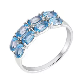 Кольцо из серебра с топазами свисс с родированием 11-0084-23-10