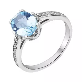 Кольцо из серебра с топазом и цирконом с родированием 16150601