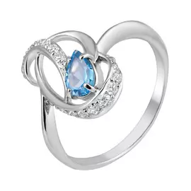 Кольцо из серебра с топазом и фианитами 11-1009-23-10