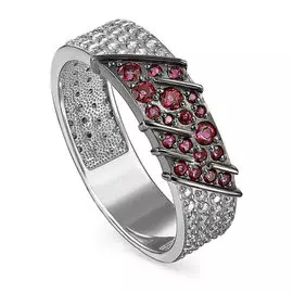 Кольцо из серебра с топазом и фианитом с родированием 11-193-8589