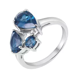 Кольцо из серебра с топазом с родированием 22013801