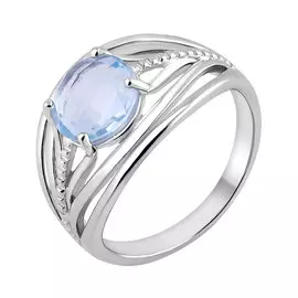 Кольцо из серебра с топазом с родированием 42479601