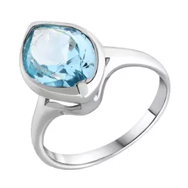 Кольцо из серебра с топазом с родированием 71605101
