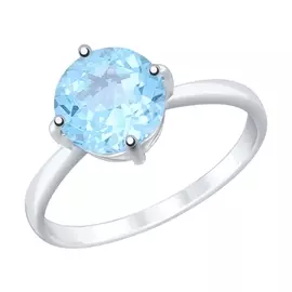 Кольцо из серебра с топазом с родированием 92011790