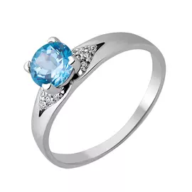 Кольцо из серебра с топазом свисс и фианитами 11-0598-23-10