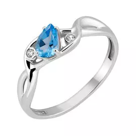 Кольцо из серебра с топазом свисс и фианитами 11-1371-23-10