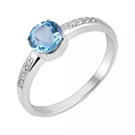 Кольцо из серебра с топазом Свисс и фианитами 11-1441-23-10