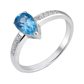 Кольцо из серебра с топазом Свисс и фианитами 11-1444-23-10