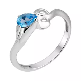 Кольцо из серебра с топазом свисс и фианитами с родированием 11-1372-23-10