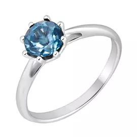 Кольцо из серебра с топазом свисс с родированием 11-0937-23-10