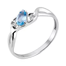 Кольцо из серебра с топазом swiss с родированием У11-1427-23-10