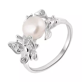 Кольцо из серебра с жемчугом с родированием 50025501