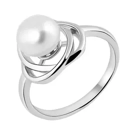 Кольцо из серебра с жемчугом с родированием 56081701