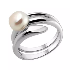 Кольцо из серебра с жемчугом с родированием И1-1049-23-06