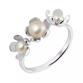 Кольцо из серебра с жемчугом с родированием И1-925-23-06