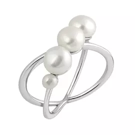 Кольцо из серебра с жемчугом с родированием И1-996-23-06