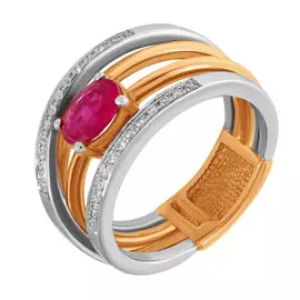 Кольцо из желтого и белого золота с рубином и бриллиантами R0935105-05