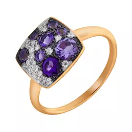 Кольцо из желтого золота с аметистами и бриллиантами 29-25-1B00-31194-A1