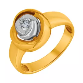 Кольцо из желтого золота с бриллиантом 1-106-974