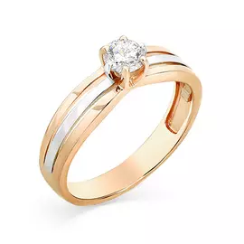 Кольцо из желтого золота с бриллиантом 1-107-196