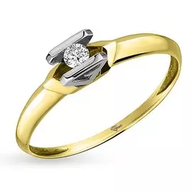 Кольцо из желтого золота с бриллиантом 9101324
