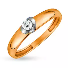 Кольцо из желтого золота с бриллиантом 9101389