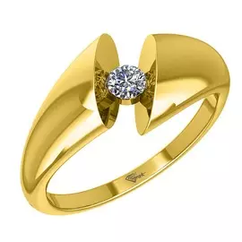 Кольцо из желтого золота с бриллиантом 9101442